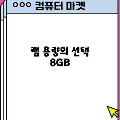 램 용량의 선택: 8GB
