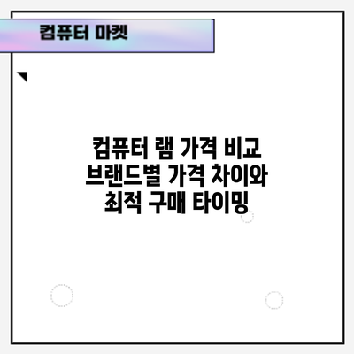 컴퓨터 램 가격 비교: 브랜드별 가격 차이와 최적 구매 타이밍