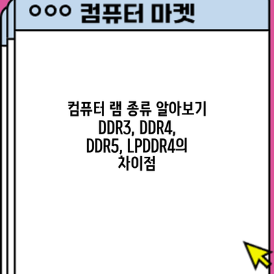 컴퓨터 램 종류 알아보기: DDR3, DDR4, DDR5, LPDDR4의 차이점