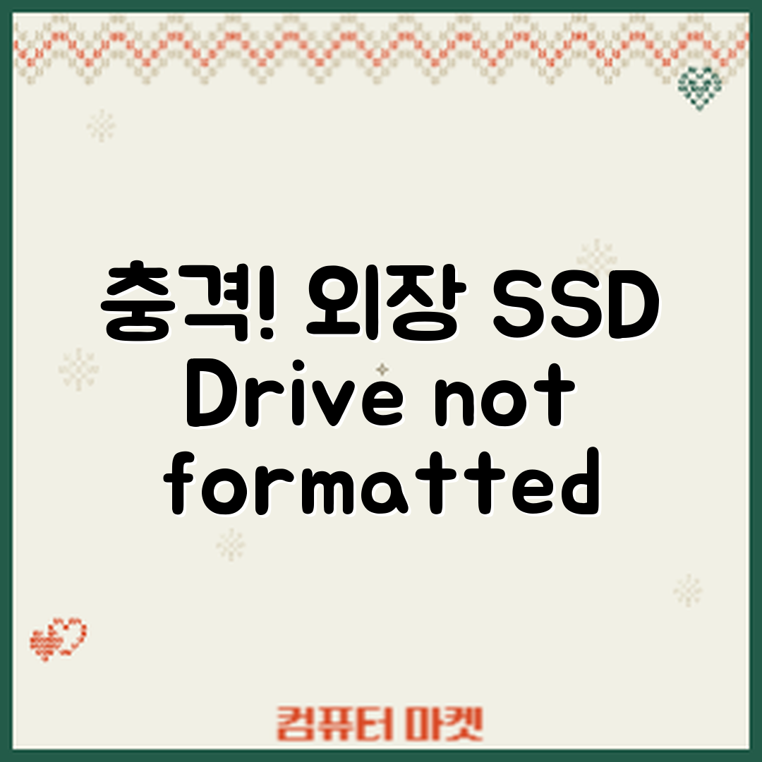 충격적인! 외장 SSD 연결 시 'Drive not formatted' 해결법