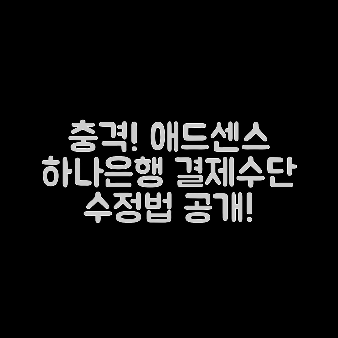 충격적인 애드센스 하나은행 결제수단 수정법!