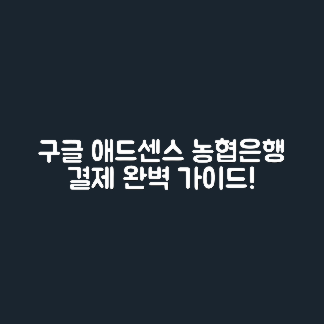 구글 애드센스 농협은행 결제수단 설정 완벽 가이드