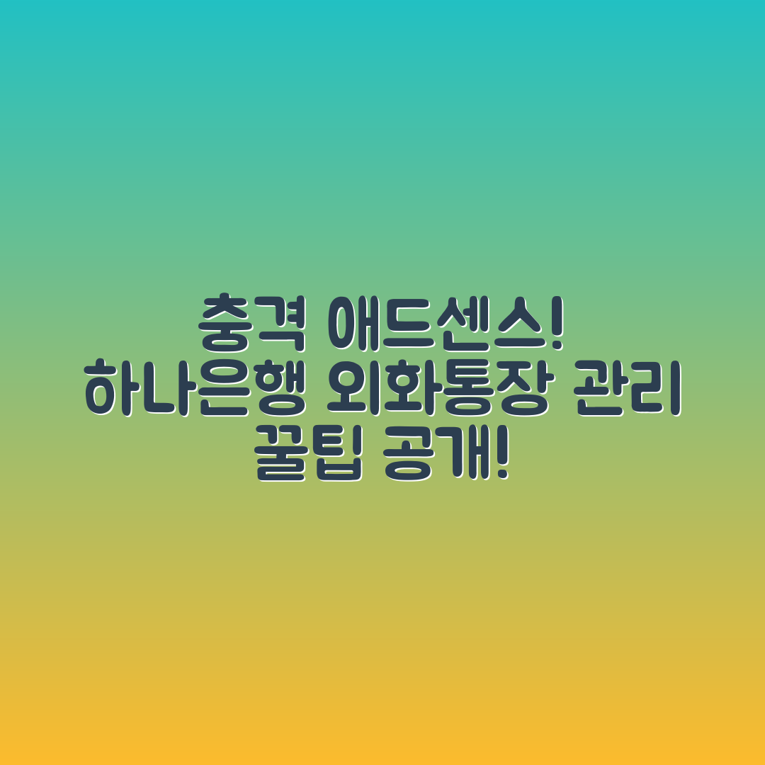 충격적인 애드센스! 하나은행 외화통장 관리 팁